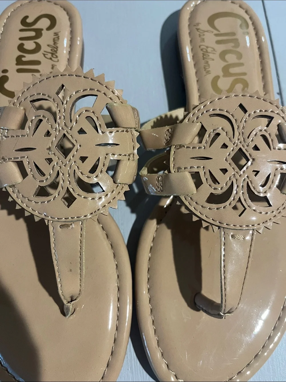 Circus by Sam Edelman Beige Cutout Medallion Thong Sandals - Picture 10 of 14